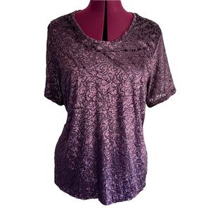 Purple Burnout Velvet Flocked Blouse